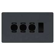 BG Evolve Matt Grey 4 Gang Light Switch 3x Trailing Edge LED Dimmer 1x 2 Way Custom Switch by British General (Evolve-MG-CUSTOM-4GANG-3x-DIMMER-1x-2WAY)