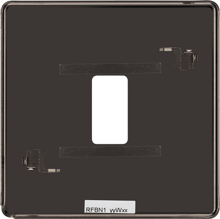 RFBN1 Back - This black nickel finish front plate has a screwless flat clip on front plate for a seamless finish and can accommodate 1 Grid module 