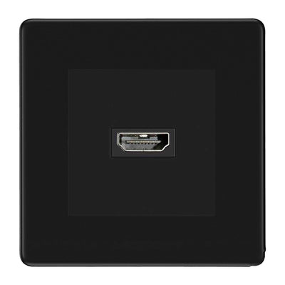 BG Nexus Flatplate Screwless Matt Black 1 Gang HDMI Socket Black Insert by British General (BG-FFBEMS2+EMHDMIB)