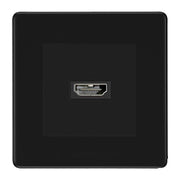 BG Nexus Flatplate Screwless Matt Black 1 Gang HDMI Socket Black Insert by British General (BG-FFBEMS2+EMHDMIB)