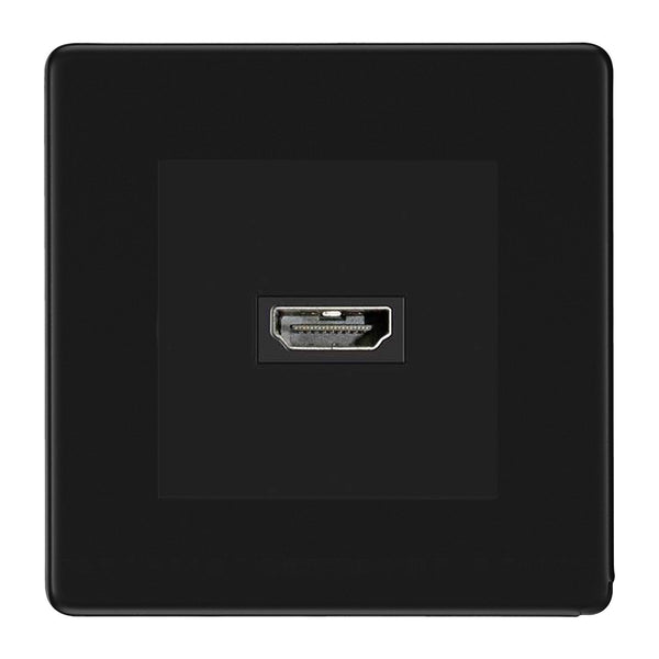 BG Nexus Flatplate Screwless Matt Black 1 Gang HDMI Socket Black Insert