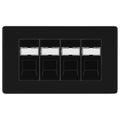 BG Screwless Matt Black 4 Gang RJ45 Cat6 Data Socket Outlet Black Inserts