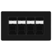 BG Screwless Matt Black 4 Gang RJ45 Cat6 Data Socket Outlet Black Inserts by British General (BG-FFBRJ454B)