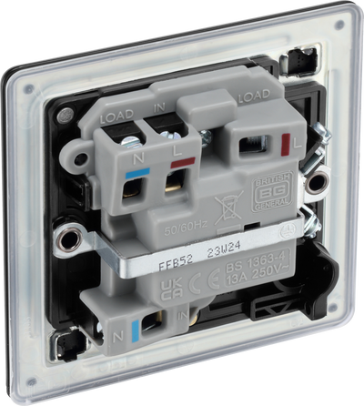 BG FFB52 Flatplate Screwless Matt Black 13A Neon Switched Fused Connection Unit by British General (BG-FFB52)