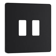 BG RPCDMB2B Evolve Grid Matt Black 2 Module Square Front Plate - Black Trim