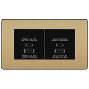 BG Evolve Satin Brass 4G Faceplate with 45W USB A+C Charger Modules – Black Insert by British General (BG-PCDSBEMR4B+EMUSBAC45B)