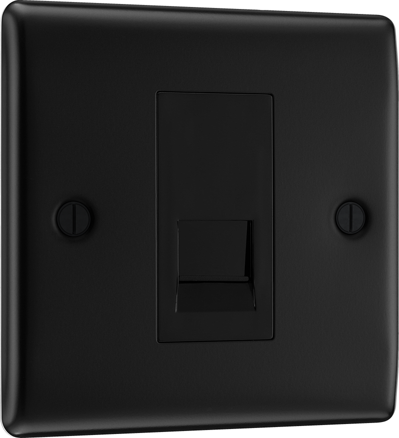 BG NFBRJ111 Nexus Metal Matt Black 1 Gang RJ11 Telephone Socket