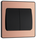BG Evolve PCDCP42WB Polished Copper 2 Gang 20A 16AX 2 Way Wide Rocker Light Switch - Black Insert