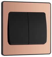 BG Evolve PCDCP42WB Polished Copper 2 Gang 20A 16AX 2 Way Wide Rocker Light Switch - Black Insert by British General (BG-PCDCP42WB-Shopify-SA_1)