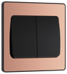 BG Evolve PCDCP42WB Polished Copper 2 Gang 20A 16AX 2 Way Wide Rocker Light Switch - Black Insert by British General (BG-PCDCP42WB-Shopify-SA_1)