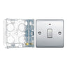 BG Nexus Polished Chrome 1 Gang 20A 2 Pole Neon Switch NPC31 with 35mm Steel Back Box