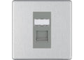 BG Screwless Brushed Steel Single 1 Gang RJ45 Data Socket FBSRJ451G Grey Insert