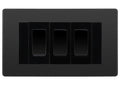 BG Evolve Black Chrome 3 Gang 20AX 2-Way Switch Custom Grid - Black Insert