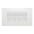 BG Evolve Pearlescent White 4 Gang RJ45 Cat6 Data Socket Outlet White Inserts