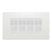 BG Evolve Pearlescent White 4 Gang RJ45 Cat6 Data Socket Outlet White Inserts by British General (BG-PCDCLRJ454W)