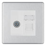 BG Screwless Brushed Steel TV Aerial & RJ45 CAT6 Data Socket - White Insert by British General
