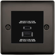 BG Nexus Black Nickel 45W USB Wall Socket Euro Module USB-A & C - Black Insert by British General (BG-NBNEMS2+EMUSBAC45B)