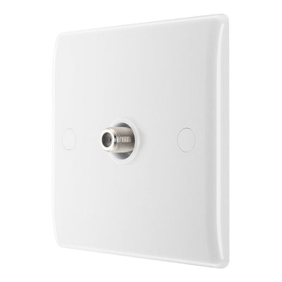 BG 864 Moulded Round Edge | White | 1 Gang Satellite TV Socket Outlet