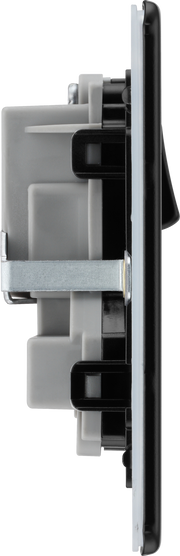 BG Nexus Flatplate Screwless Matt Black Double Socket FFB22B Black Insert 13 Amp by British General (BG-FFB22B-1)