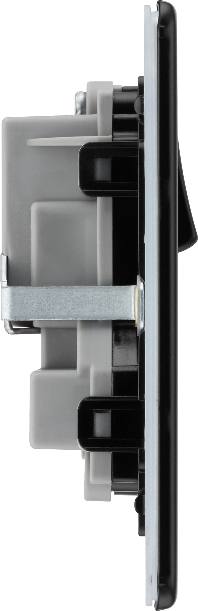 BG Nexus Flatplate Screwless Matt Black Double Socket FFB22B Black Insert 13 Amp