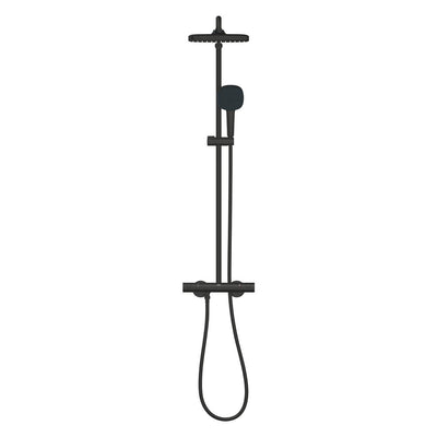 Grohe Tempesta Matte Black System 250 Cube Shower System With Thermostat For Wall Mounting - 266892431 by Grohe (Grohe-266892431)