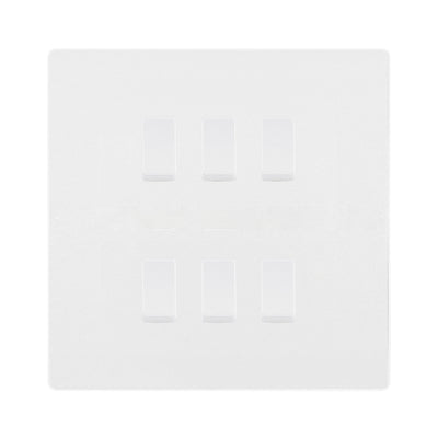 BG Evolve Pearlescent White 6 Gang Intermediate Custom Grid Light Switch by British General (BG-EVOLVE-PW-6G-CUSTOM-6xINT-SWITCH)