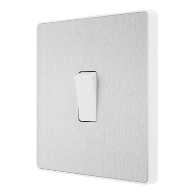 BG Evolve Brushed Steel 1 Gang 20A 16AX Intermediate Light Switch PCDBS13W with 35mm Steel Back Box