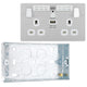 BG Evolve Brushed Steel 13A 1x USB-A 2.1A Wi-FI Extender Switched Socket Outlet PCDBS22UWRW with 25mm Steel Back Box