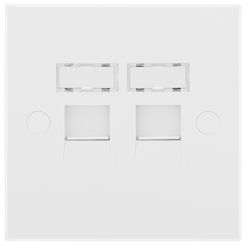 BG 9RJ45/2 Moulded Square Edge | White | 2 Gang RJ45 Screw Terminal Telephone Socket