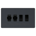BG Evolve Matt Grey 4 Gang Switch 2x Trailing Edge LED Dimmer 2x Intermediate Custom Grid Switch