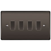 BG Black Nickel 4 Gang Light Switch 3x Intermediate 1x 2 Way Custom Switch by British General (BG-NEXUS-BN-4G-CUSTOM-3xINT-1x2WAY-SP)