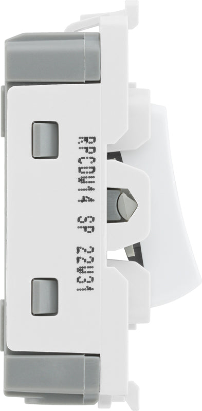 BG RPCDW14 Evolve Grid White 20A 20AX 1 Way 1 Pole PRESS Retractive Switch Module by British General (BG-RPCDW14)