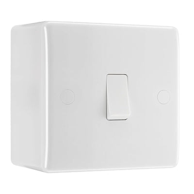 BG Nexus 1 Gang 20A 16AX Intermediate Light Switch & 50mm Pattress Back Box by British General (BG-813+877)