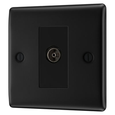 BG Nexus Matt Black Single Isolated Coaxial Socket NFB62 with 35mm Steel Back Box