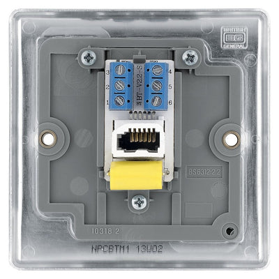 BG Nexus Polished Chrome Single Master Telephone Socket NPCBTM1 with 35mm Steel Back Box