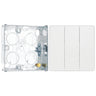 BG Evolve Pearlescent White 2 Way Triple Edge to Edge Rocker Switch PCDCL43EW with 25mm Steel Back Box