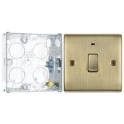 BG Nexus Antique Brass 20A Double Pole Neon Switch NAB31 with 25mm Steel Back Box by British General (BG-NAB31+HGS02)