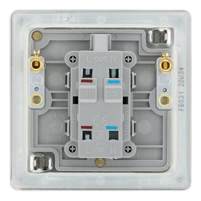 BG Screwless Brushed Steel 20A 2 Pole Neon Switch FBS31 with 25mm Steel Back Box