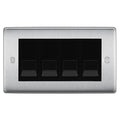 BG Nexus Brushed Steel 4 Gang IDC Secondary Telephone Socket - Black Insert