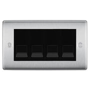 BG Nexus Brushed Steel 4 Gang IDC Secondary Telephone Socket - Black Insert by British General (BG-NBSBTS4B)