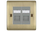 BG Nexus Metal Antique Brass 2 Gang RJ45 Data Socket NABRJ452G Grey Inserts by British General (BG-NABRJ452G)