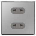 BG NBS98G 16A, 2 gang unswitched Euro Socket Round Pin Brushed Steel
