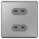 BG NBS98G 16A, 2 gang unswitched Euro Socket Round Pin Brushed Steel