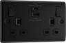 BG Nexus NFB22UAC22B 2 Gang Matt Black Switched Plug Socket 13A - With USB by British General (BG-NFB22UAC22B-Shopify-SA_1)
