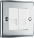 BG NPCBTM2 Nexus Metal Polished Chrome 2 Gang Master Telephone Socket