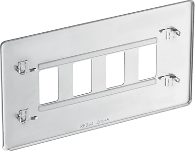 BG Electrical RFBS4 Nexus Grid Brushed Steel Screwless Front Plate 4 Module