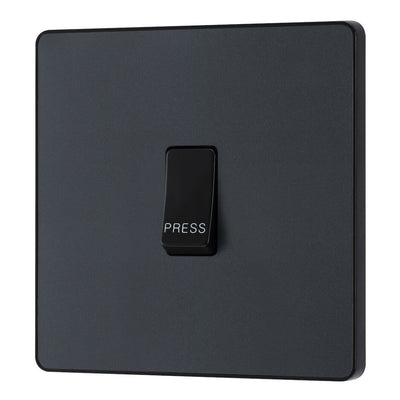 BG Evolve Matt Grey 10AX 1 Way Press Switch PCDMG14B with 25mm Steel Back Box