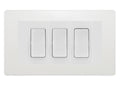 BG Evolve Pearlescent White 3 Gang Intermediate Light Switch Custom Grid - White Insert