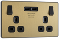 BG Evolve PCDSB22U3B Satin Brass 2 Gang 13A 2x3.1A Socket-Black Insert