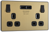 BG Evolve PCDSB22U3B Satin Brass 2 Gang 13A 2x3.1A Socket-Black Insert by British General (BG-PCDSB22U3B-Shopify-SA_1)